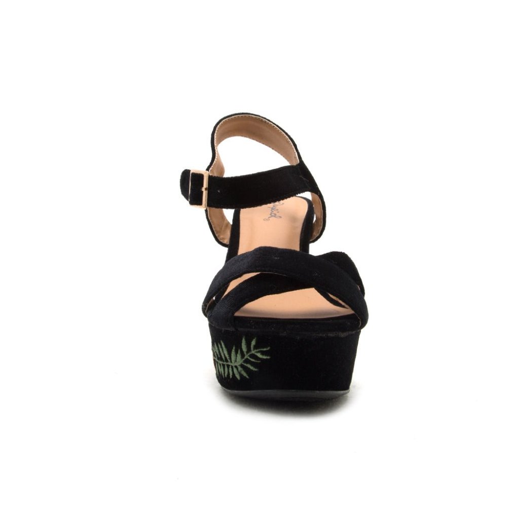 Black Velvet Platform Wedges - Picture 3 of 4